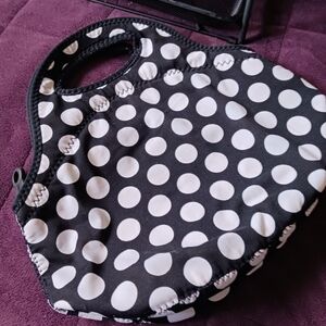 Black & White Polka Dot Tote - Women's Neoprene Handbag